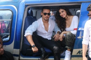 Tiger Shroff And Disha Patani Arrive In Chopper At Mahalaxmi Racecourse