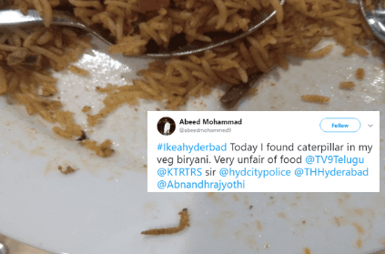 man finds worm in veg biryani