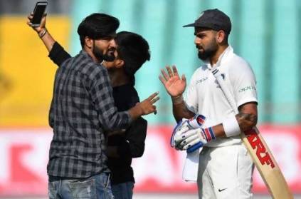 Fans run into ground and take selfies with Virat Kohli during Test
