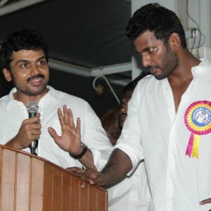 Karthi responds to negative comments over Nadigar Sangam