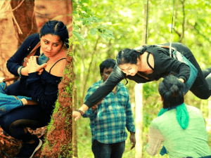 Mass pics: Namitha 'flying in the air' for a stunt sequence amazes fans!
